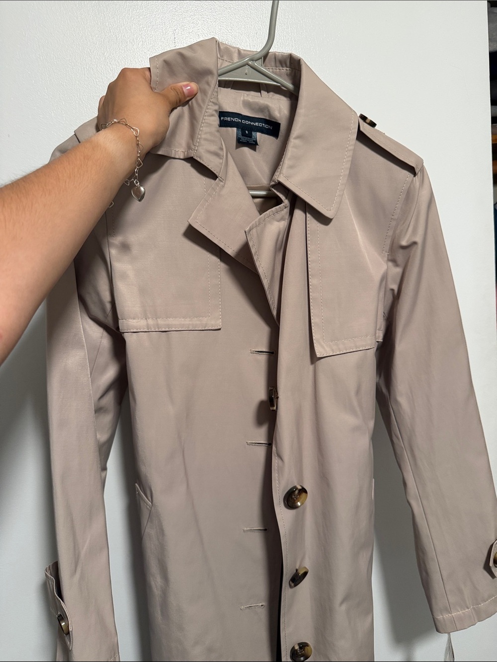 Classic Beige Long Trench Coat with Notched Collar